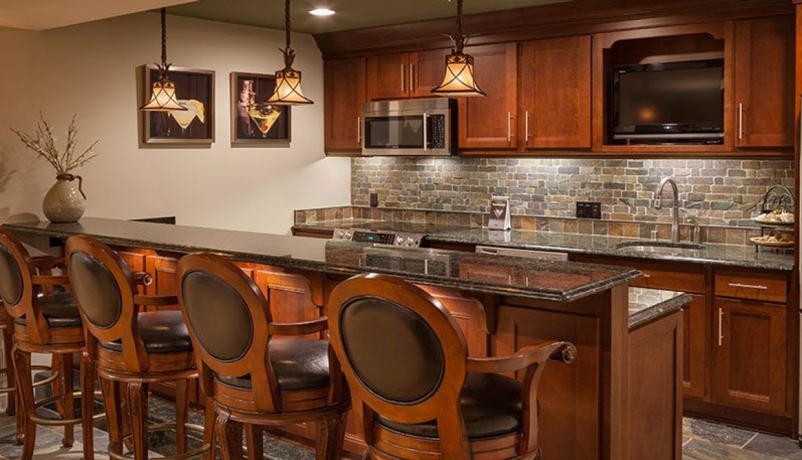 bar counter and chairs